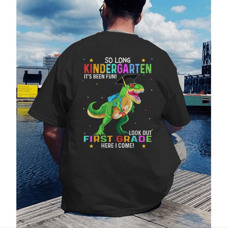 So Long Kindergarten Graduation Class 2025 Dinosaur Kids Men's Back Print T-Shirt