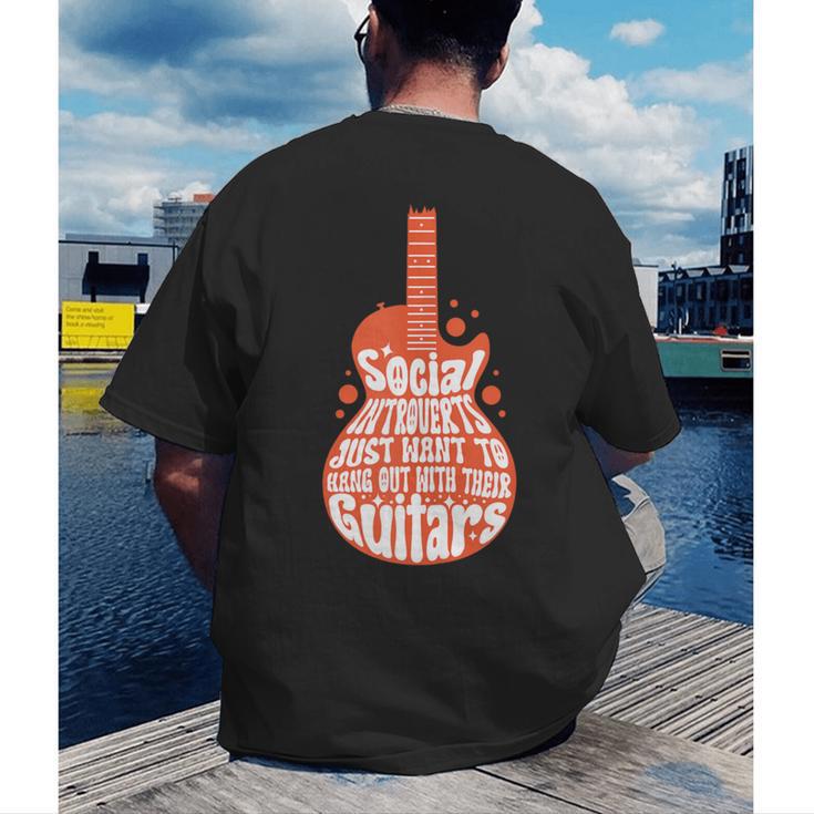 Social Introverts Hang Out With Guitars Musician Guitarist Men's Back Print T-Shirt