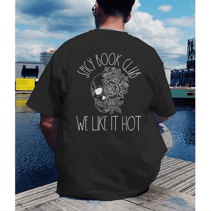 Spicy Book Club Women Dark Romance Lover Bookish Skeleton Men's Back Print T-Shirt Spicy Book Club Women Dark Romance Lover Bookish Skeleton Men's Back Print T-Shirt