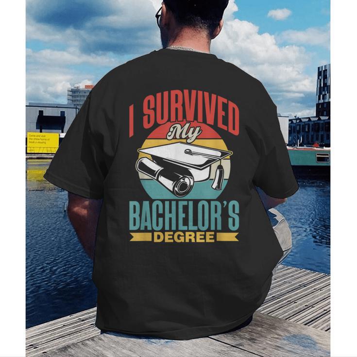 I Survived My Bachelor's Degree Party Bachelor Graduation Men's Back Print T-Shirt