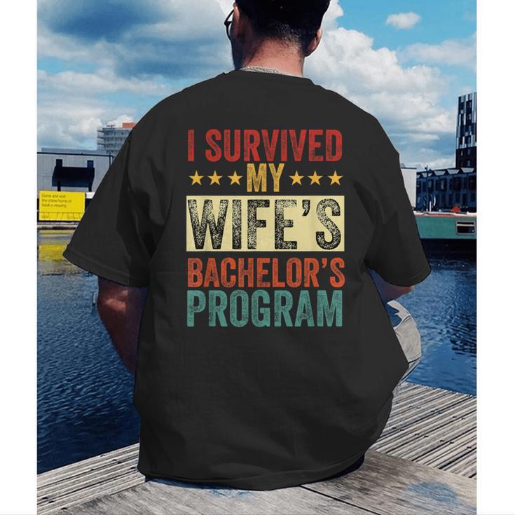 i Survived My Wife Bachelor's Degree Wife Graduation Men's Back Print T-Shirt