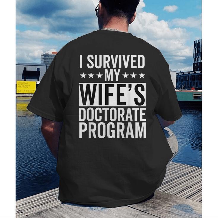 i Survived My Wife Doctorate Program PHD Wife Graduation Men's Back Print T-Shirt