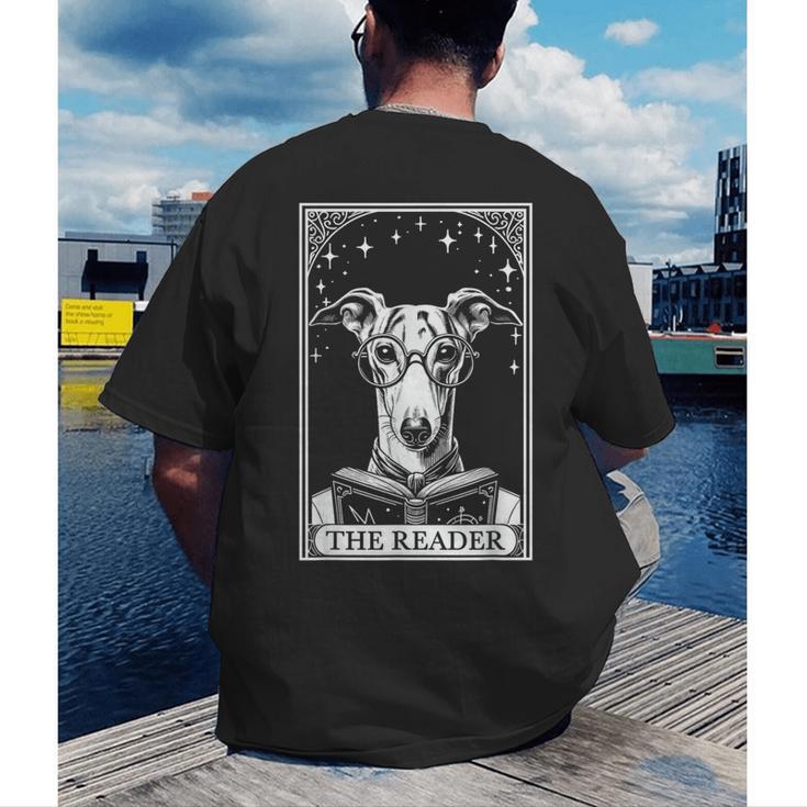 Tarot Card Vintage Whippet Dog Book Lover The Reader Men's Back Print T-Shirt