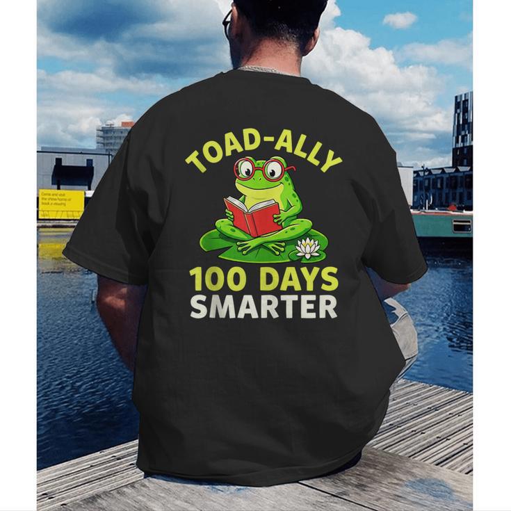 Toad-Ally 100 Days Smarter Frog Reading Book 100 School Day Men's Back Print T-Shirt