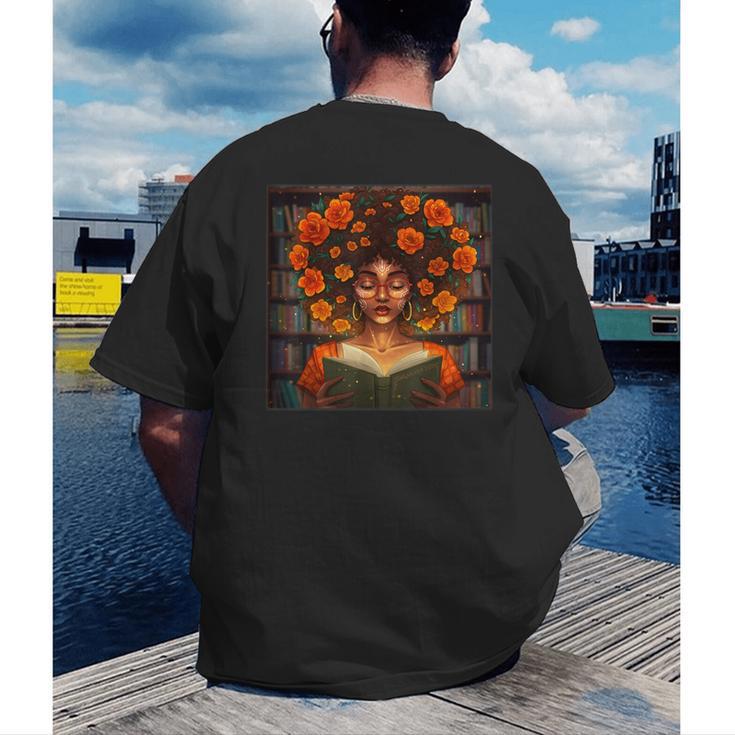 History Month Black Afro Girl Women Book Lovers Men's Back Print T-Shirt History Month Black Afro Girl Women Book Lovers Men's Back Print T-Shirt