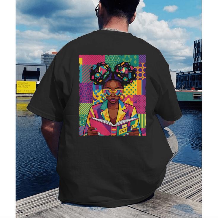 History Month Educated Black Women Girls Reading Book Men's Back Print T-Shirt History Month Educated Black Women Girls Reading Book Men's Back Print T-Shirt
