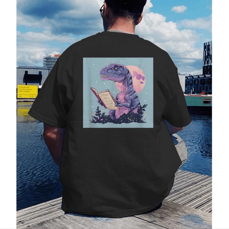 Trex Reading Book Dinosaur Men's Back Print T-Shirt
