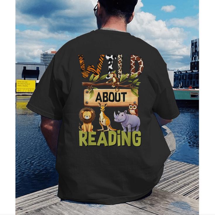 Wild About Reading Reading Books And Bookworm Library Day Men's Back Print T-Shirt