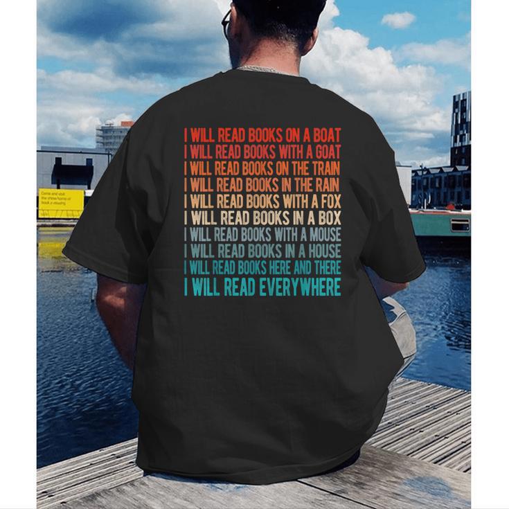 I Will Read Books On A Boat Kids Reading Men's Back Print T-Shirt