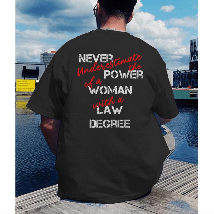 Woman Law Degree Graduation Diploma Party Men's Back Print T-Shirt