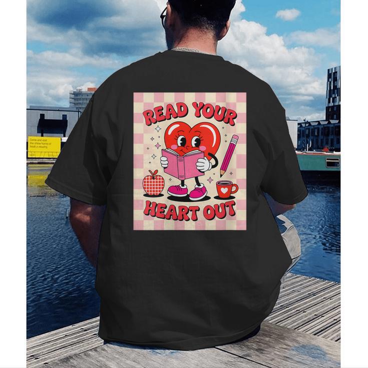 Women's Read Your Heart Out Groovy Bookish Valentine Day Women Girls Men's Back Print T-Shirt Women's Read Your Heart Out Groovy Bookish Valentine Day Women Girls Men's Back Print T-Shirt