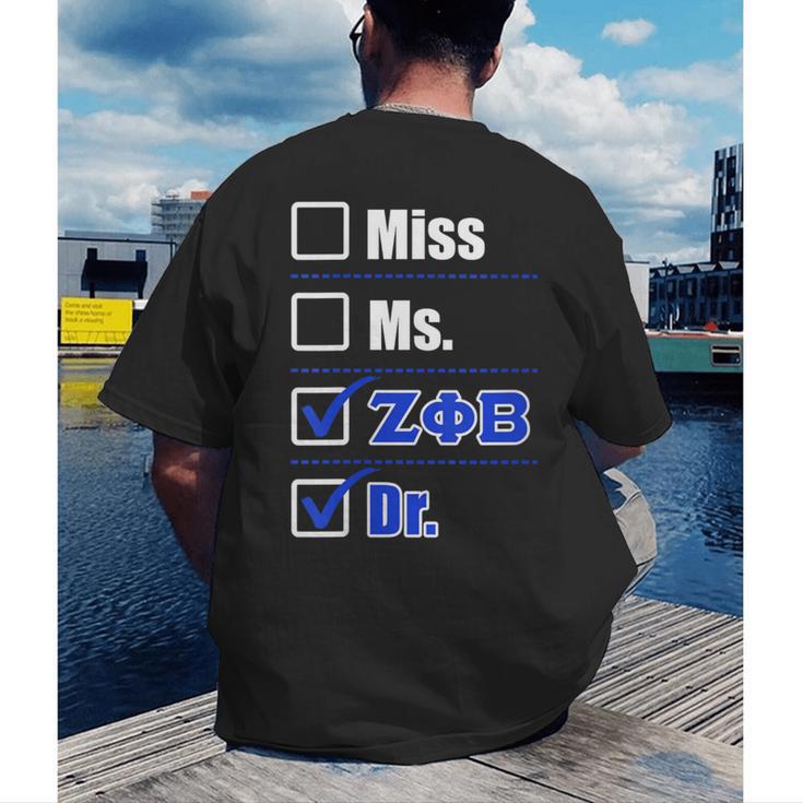 Zeta Phi Beta Doctor Graduation Zeta Phi Beta HBCU Doctor Men's Back Print T-Shirt
