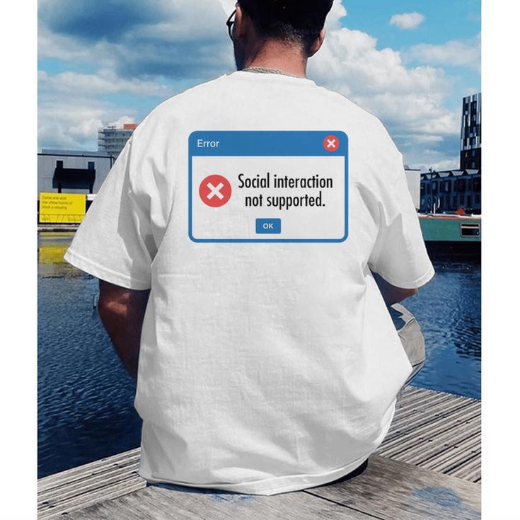 Anti Social Introvert Social Interaction Not Supported Men's Back Print T-Shirt Anti Social Introvert Social Interaction Not Supported Men's Back Print T-Shirt