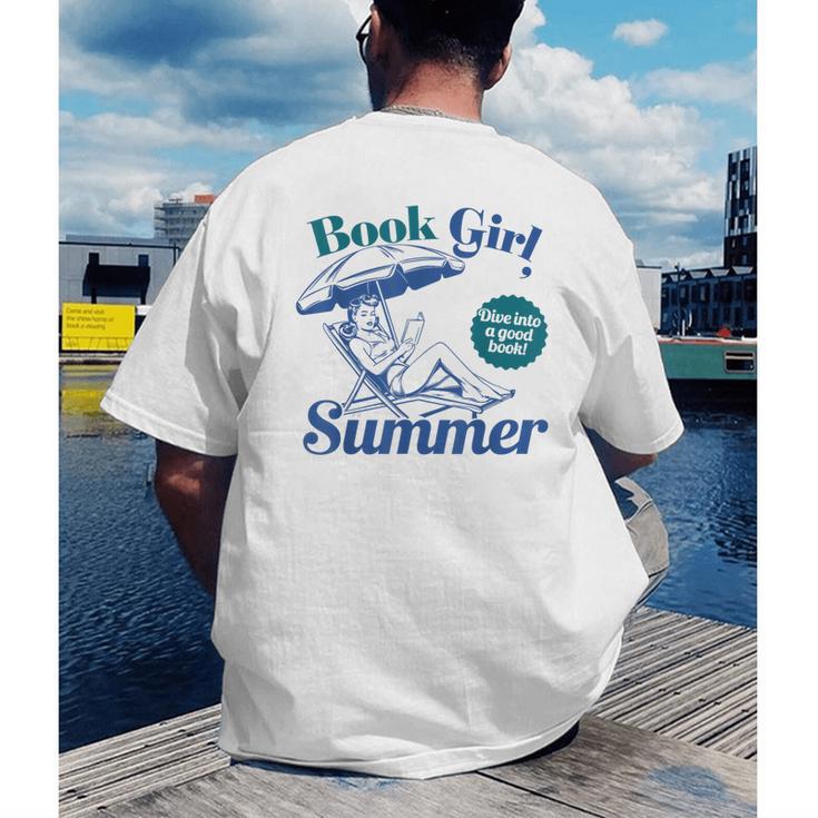 Book Girl Summer Bookish Beach Men's Back Print T-Shirt