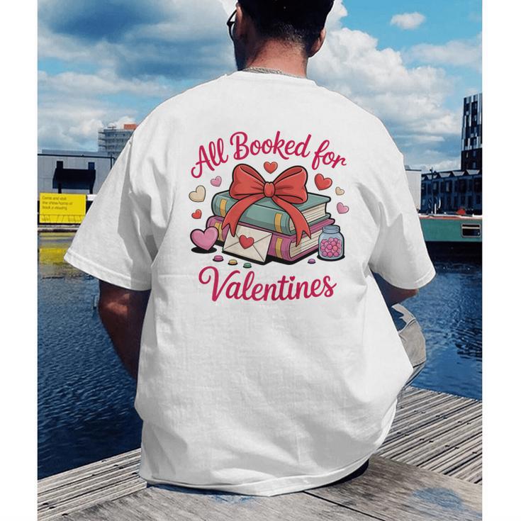 All Booked For Valentines Book Lover Teachers Men's Back Print T-Shirt All Booked For Valentines Book Lover Teachers Men's Back Print T-Shirt