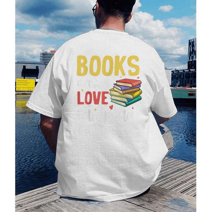 Books Are My Love Language Stack Men's Back Print T-Shirt