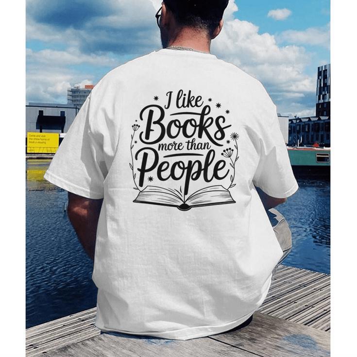 I Like Books More Than People Quote Men's Back Print T-Shirt I Like Books More Than People Quote Men's Back Print T-Shirt