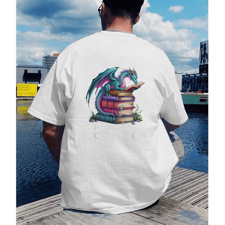 Bookworm Please I'm A Book Dragon Blue Dragon Men's Back Print T-Shirt