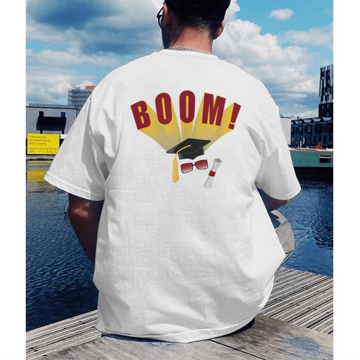Boom Graduation Hat And Diploma For Proud Graduate Men's Back Print T-Shirt