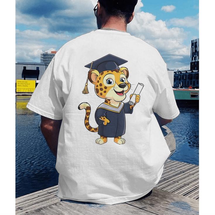 Cheetah Graduation Cute Kindergarten Elementary High School Men's Back Print T-Shirt