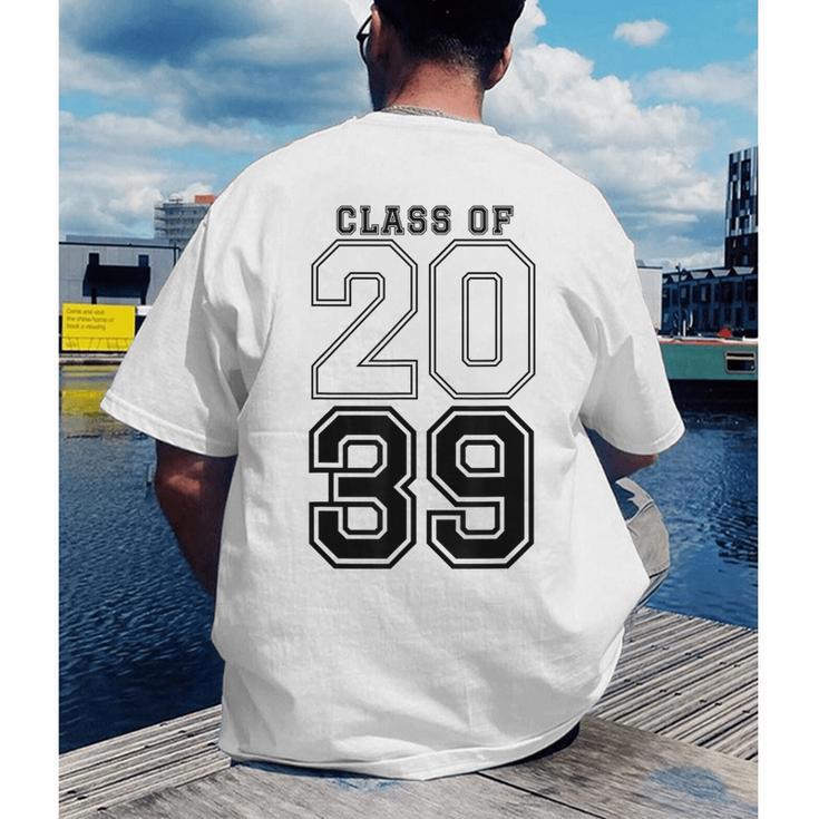 Class Of 2039 Blue Graduation Senior Student Tee Men's Back Print T-Shirt