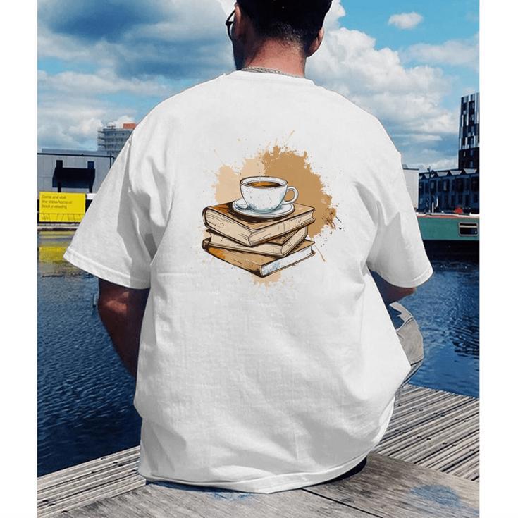 Coffee And Books Adult Books Lover Reading Men's Back Print T-Shirt
