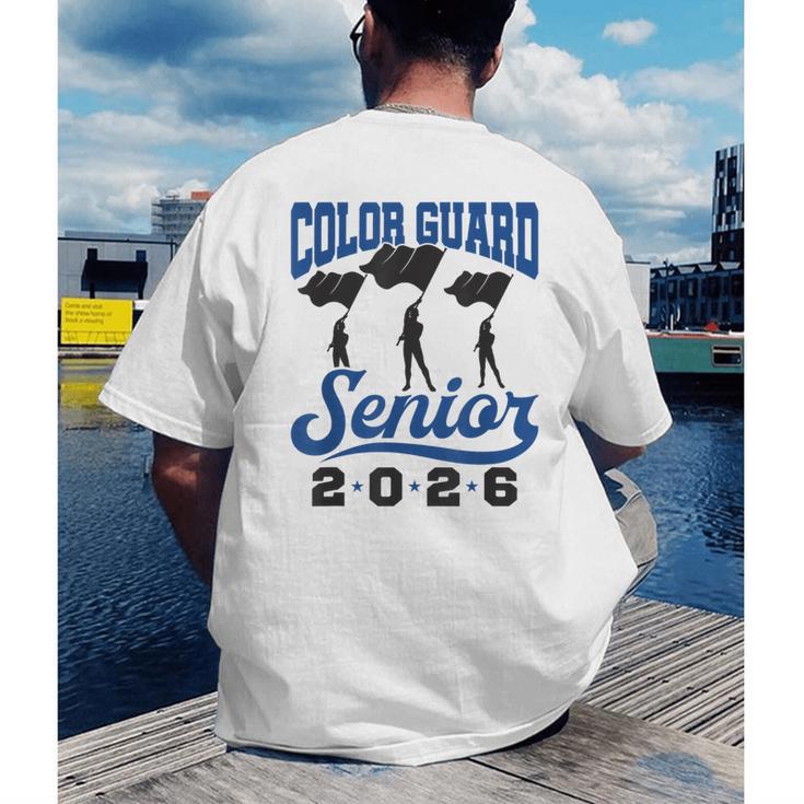 Color Guard Senior 2026 Flags Marching Band Graduation Grad Men's Back Print T-Shirt
