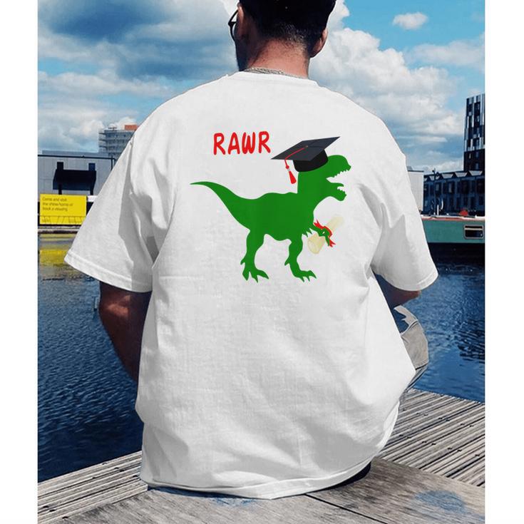 Dinosaur Rawr Diploma Graduate Graduation Men's Back Print T-Shirt