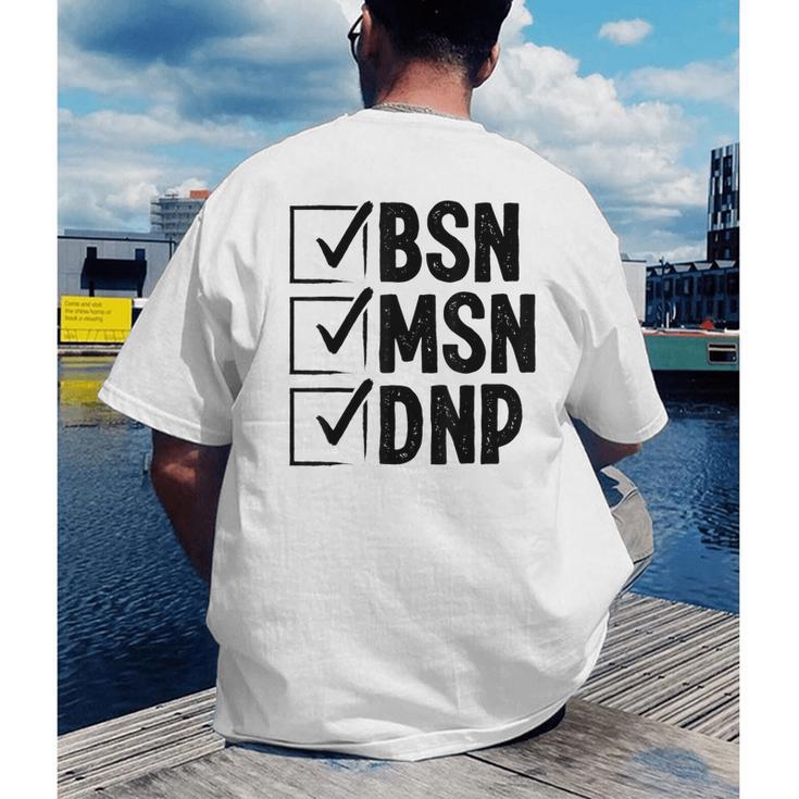 DNP Doctor MSN BSN DNP Nurse DNP Degree Graduation Men's Back Print T-Shirt