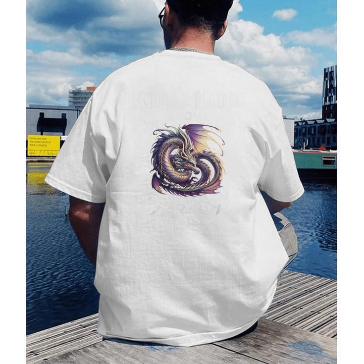 Dragon Fantasy Book Lover And Apparel Probably Reading About Dragons Men's Back Print T-Shirt Dragon Fantasy Book Lover And Apparel Probably Reading About Dragons Men's Back Print T-Shirt