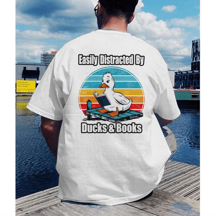 Ducks Books Lover Easily Distracted By Ducks & Books Men's Back Print T-Shirt