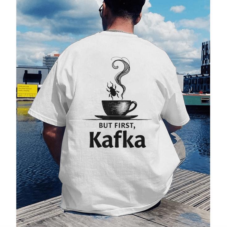 But First Kafka Coffee For Literature & Book Lovers Men's Back Print T-Shirt