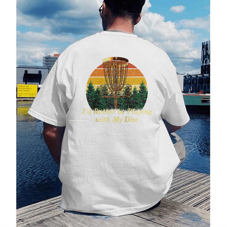 Id Rather Be Playing With My Disc Introvert Disc Golf Raglan Baseball Tee Men's Back Print T-Shirt