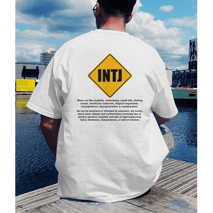 INTJ Warnings Architect Personality Type Introvert Men's Back Print T-Shirt INTJ Warnings Architect Personality Type Introvert Men's Back Print T-Shirt