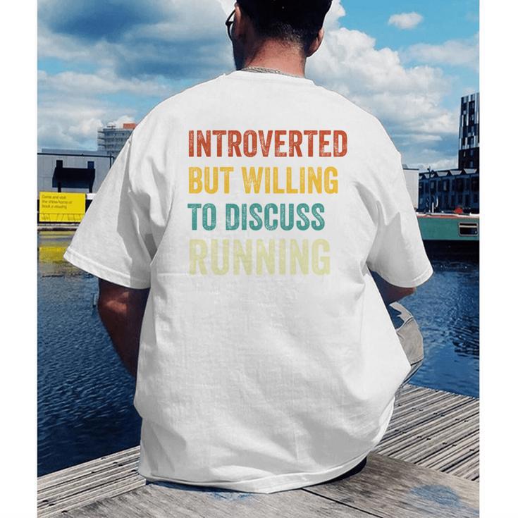 Introverted But Willing To Discuss Running Hobby Men's Back Print T-Shirt Introverted But Willing To Discuss Running Hobby Men's Back Print T-Shirt