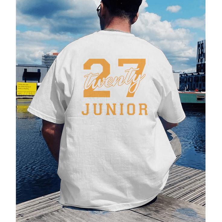 Junior Class 2027 Graduation Back To School Orange Letters Premium Tri-Blend Men's Back Print T-Shirt