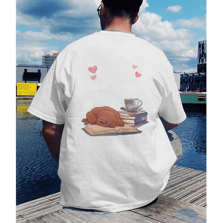 Just a Girl Who Loves Dogs Books Coffee T-Shirt Men's Back Print T-Shirt Just a Girl Who Loves Dogs Books Coffee T-Shirt Men's Back Print T-Shirt