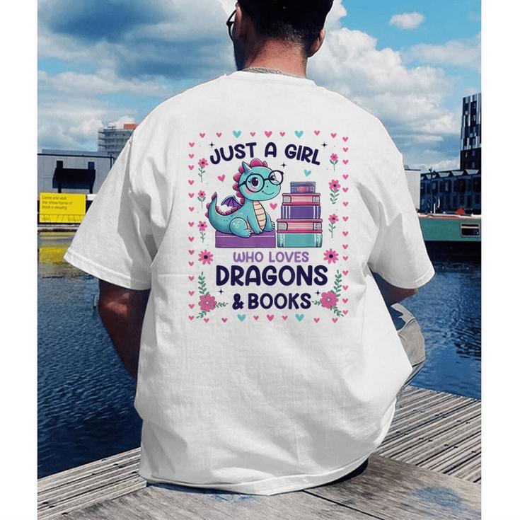 Just A Girl Who Loves Dragons And Books Lover Reading Book Men's Back Print T-Shirt Just A Girl Who Loves Dragons And Books Lover Reading Book Men's Back Print T-Shirt