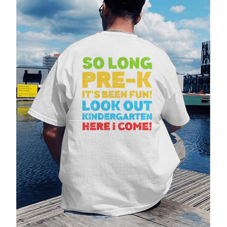 Kids So Long PRE-K It's Been Fun Shirt Boy Girl Graduation Men's Back Print T-Shirt