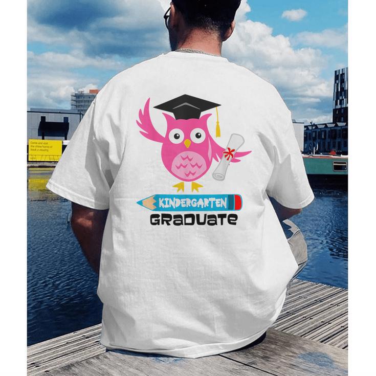 Kindergarten Graduation Tee Shirt Pink Owl T-Shir Men's Back Print T-Shirt