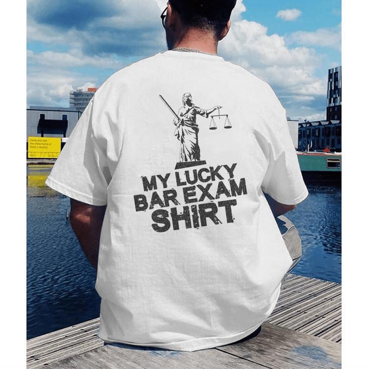 Law School Graduation My Lucky Bar Exam Shirt Lawyer Men's Back Print T-Shirt