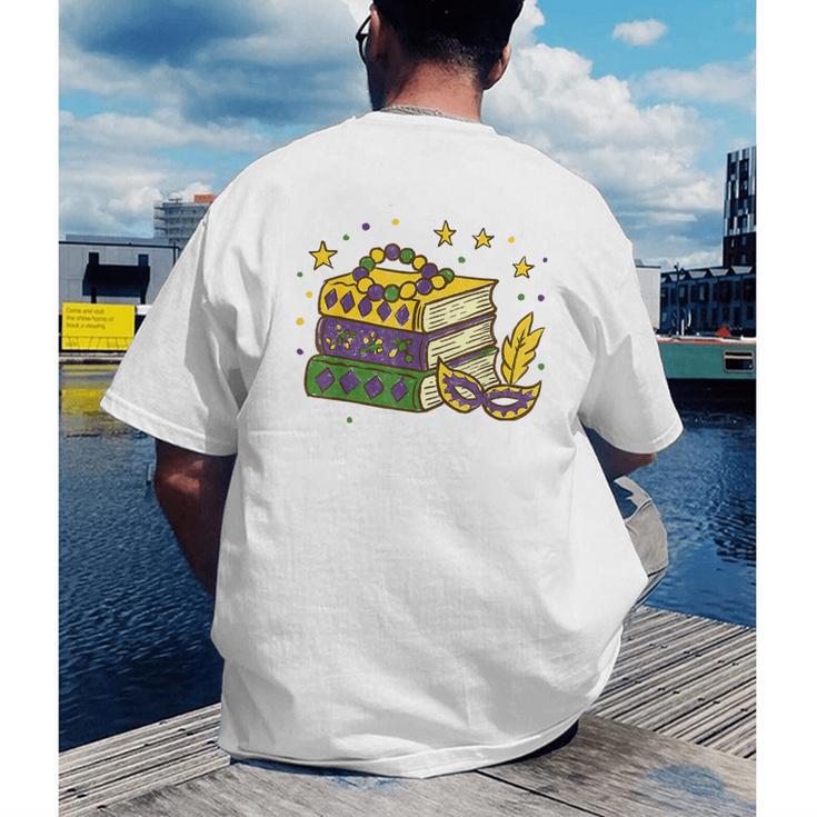 Mardi Gras Book Lover Reading Reader Men Women Kids Men's Back Print T-Shirt
