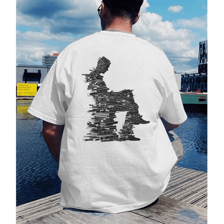 Men Pixel Art Geometric Book Human Drawing Graphic Men Men's Back Print T-Shirt