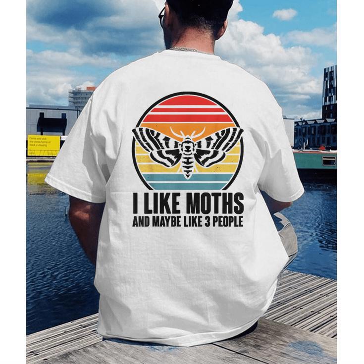 I Like Moths And Maybe 3 People Insect Moth Lovers Introvert Men's Back Print T-Shirt
