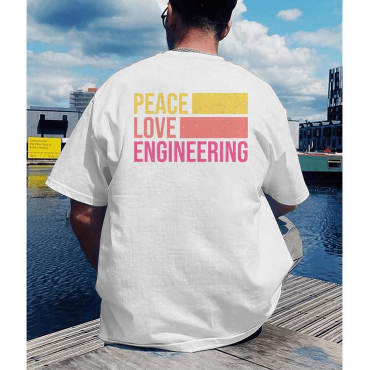 Peace Love Engineering Engineer School Graduation Retro Men's Back Print T-Shirt