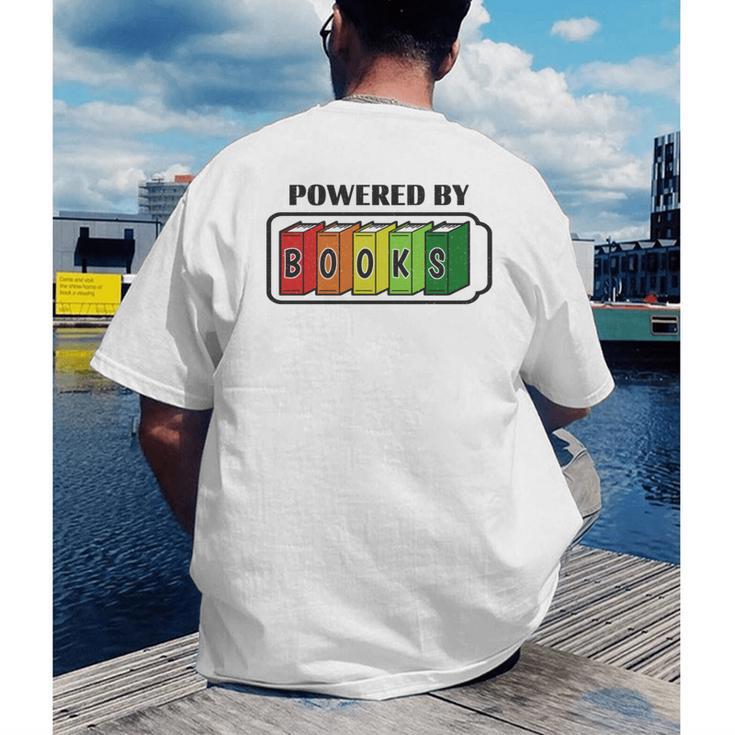 Powered By Books Bookworm Librarian Reading Men's Back Print T-Shirt