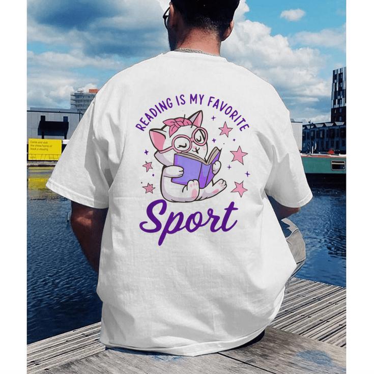 Reading Is My Favorite Sport Saying Quote Book Lovers Men's Back Print T-Shirt Reading Is My Favorite Sport Saying Quote Book Lovers Men's Back Print T-Shirt