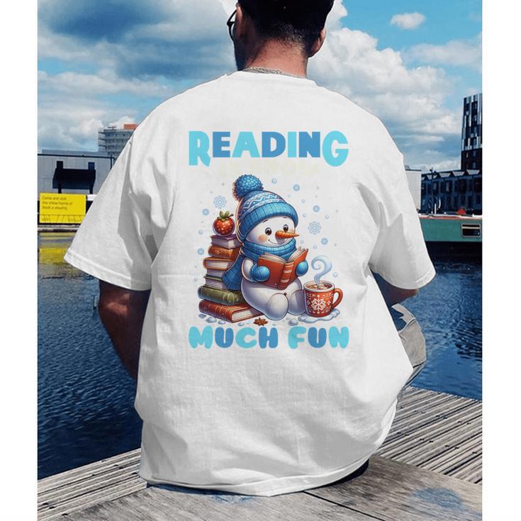 Reading Is Snow Much Fun Christmas Xmas Book Reading Men's Back Print T-Shirt
