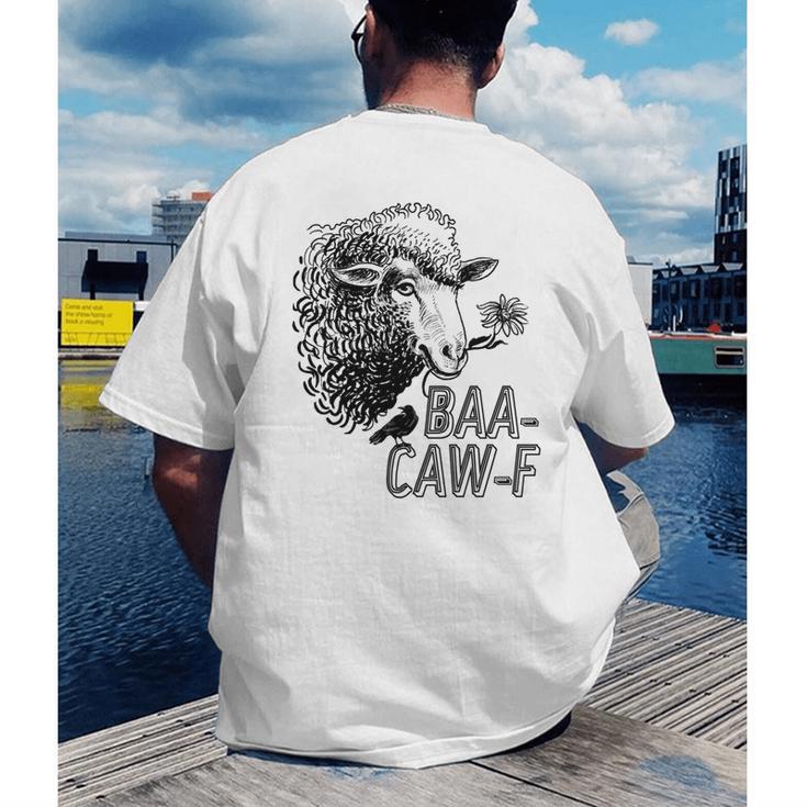 Sheep Baa Crow Caw Back Off Pun Tee For Introverts & Teens Men's Back Print T-Shirt
