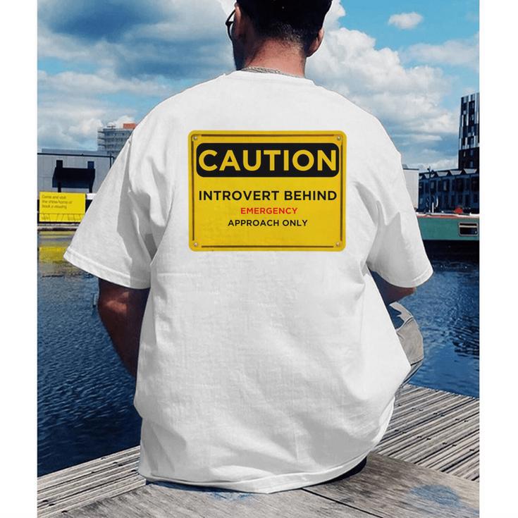 A Simple Yellow Warning Sign For Introvert Men's Back Print T-Shirt